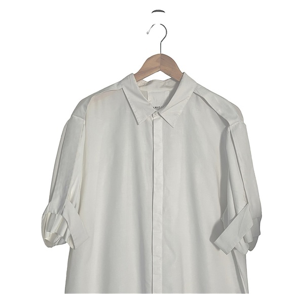 HELMUT LANG Men’s White Button Up Shirt With Shoulder Epaulets Xl - Picture 2 of 8